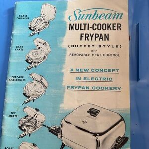 Vintage Original Sunbeam Multi-Cooker Frypan Recipe & Instruction Book Manual